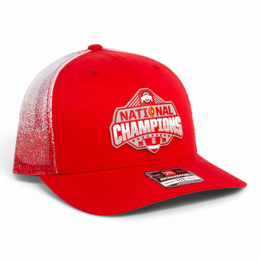 Ohio State Buckeyes 2024 CFP National Champions 3D Snapback Trucker Hat- Red Fade