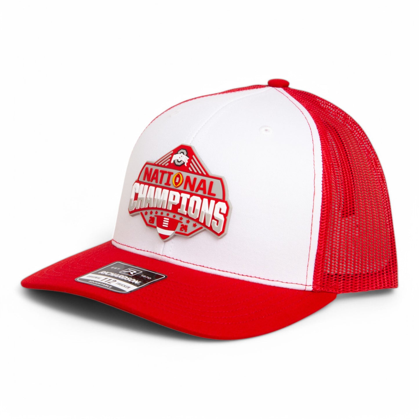 Ohio State Buckeyes 2024 CFP National Champions 3D Snapback Trucker Hat- White/ Red