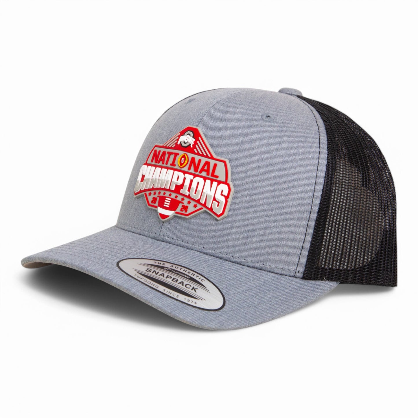 Ohio State Buckeyes 2024 CFP National Champions 3D YP Snapback Trucker Hat- Heather Grey/ Black