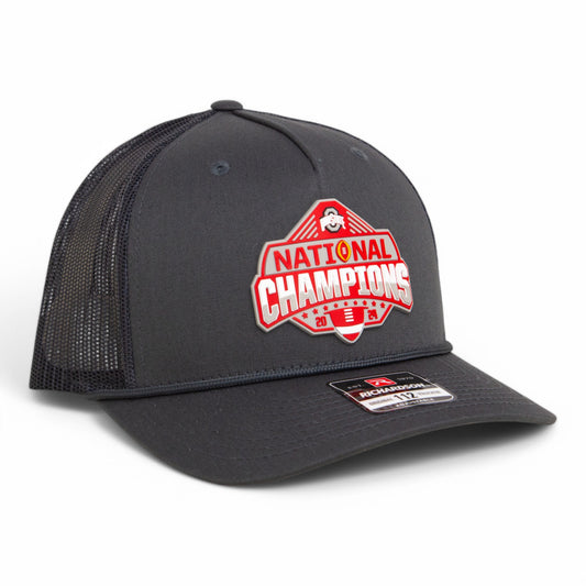 Ohio State Buckeyes 2024 CFP National Champions 3D Snapback Trucker Rope Hat- Charcoal