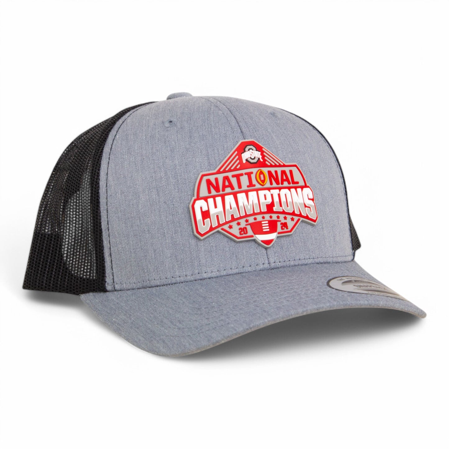 Ohio State Buckeyes 2024 CFP National Champions 3D YP Snapback Trucker Hat- Heather Grey/ Black