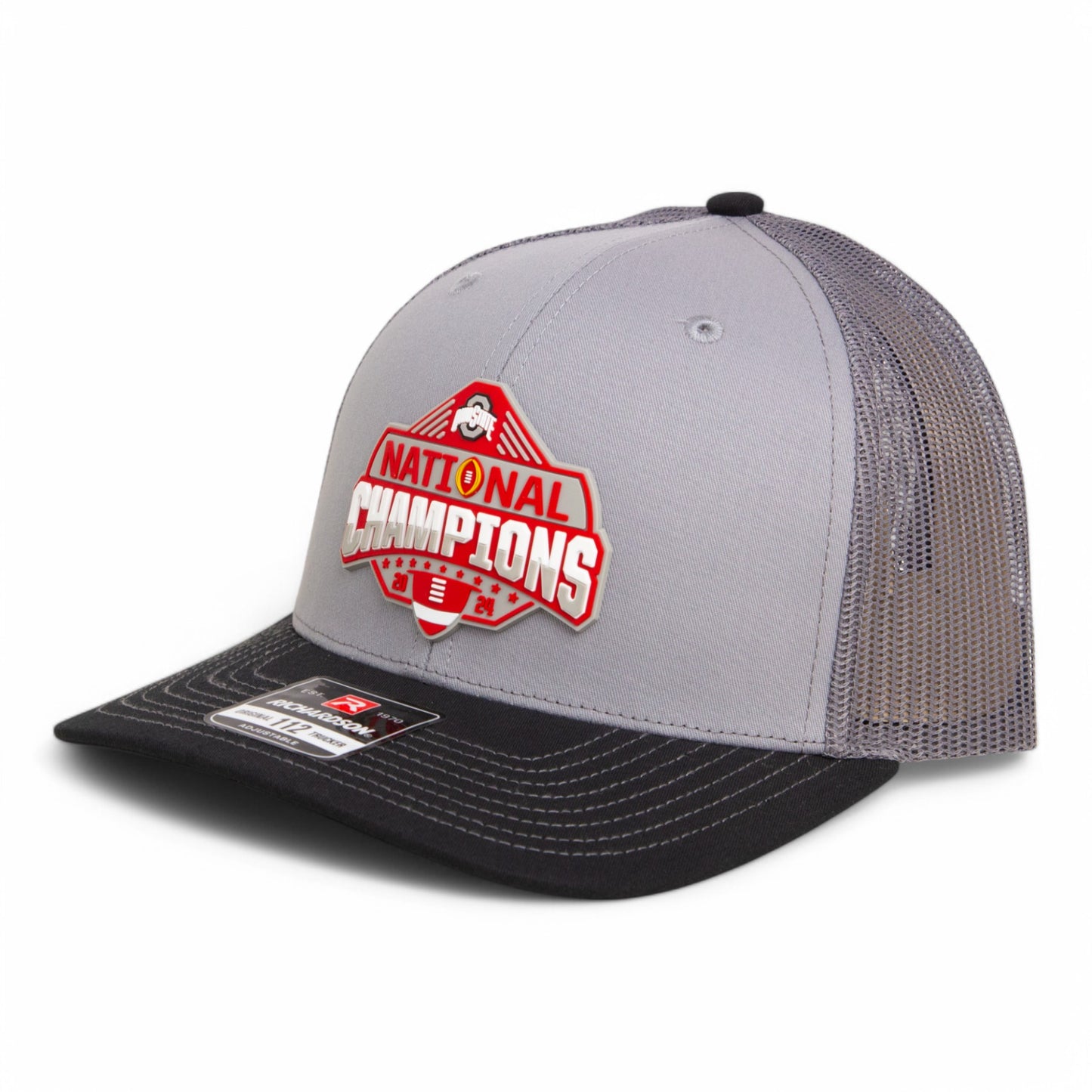 Ohio State Buckeyes 2024 CFP National Champions 3D Snapback Trucker Hat- Grey/ Charcoal/ Black