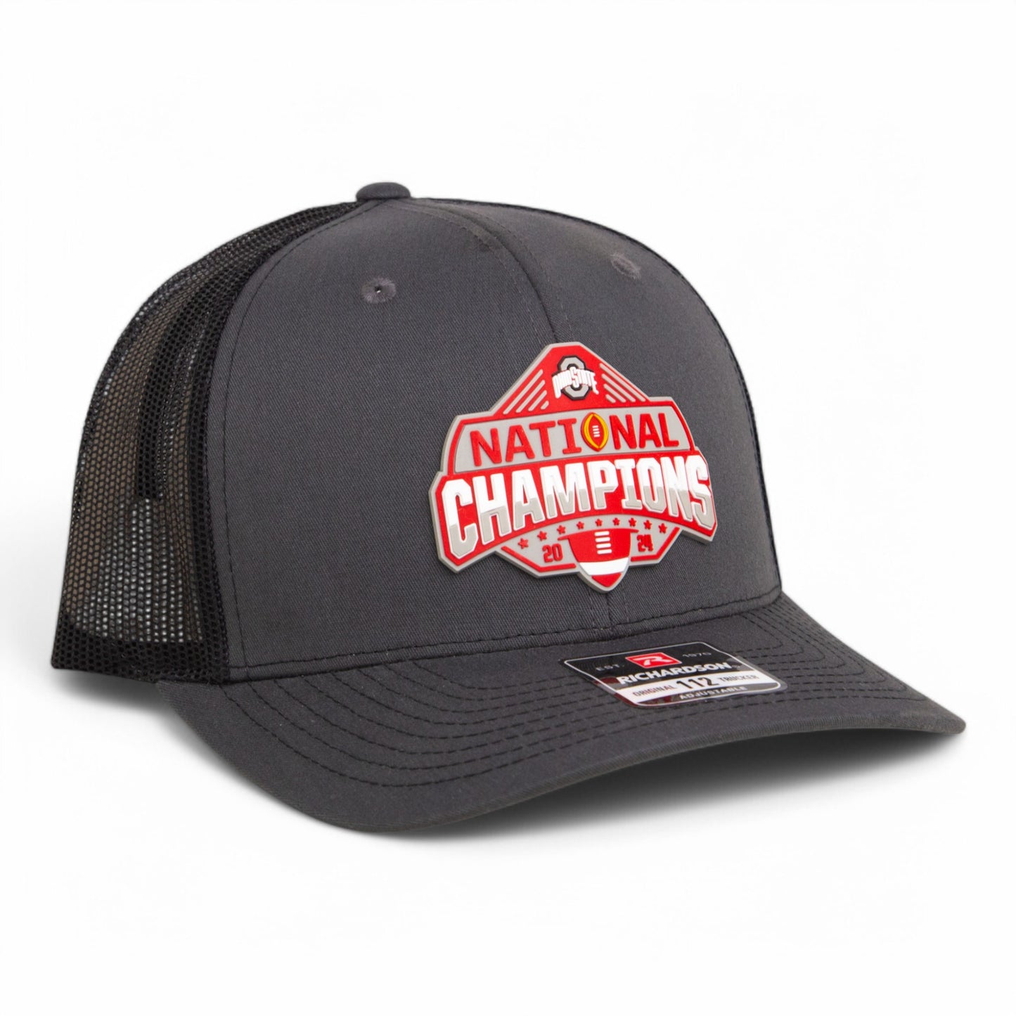 Ohio State Buckeyes 2024 CFP National Champions 3D Snapback Trucker Hat- Charcoal/ Black