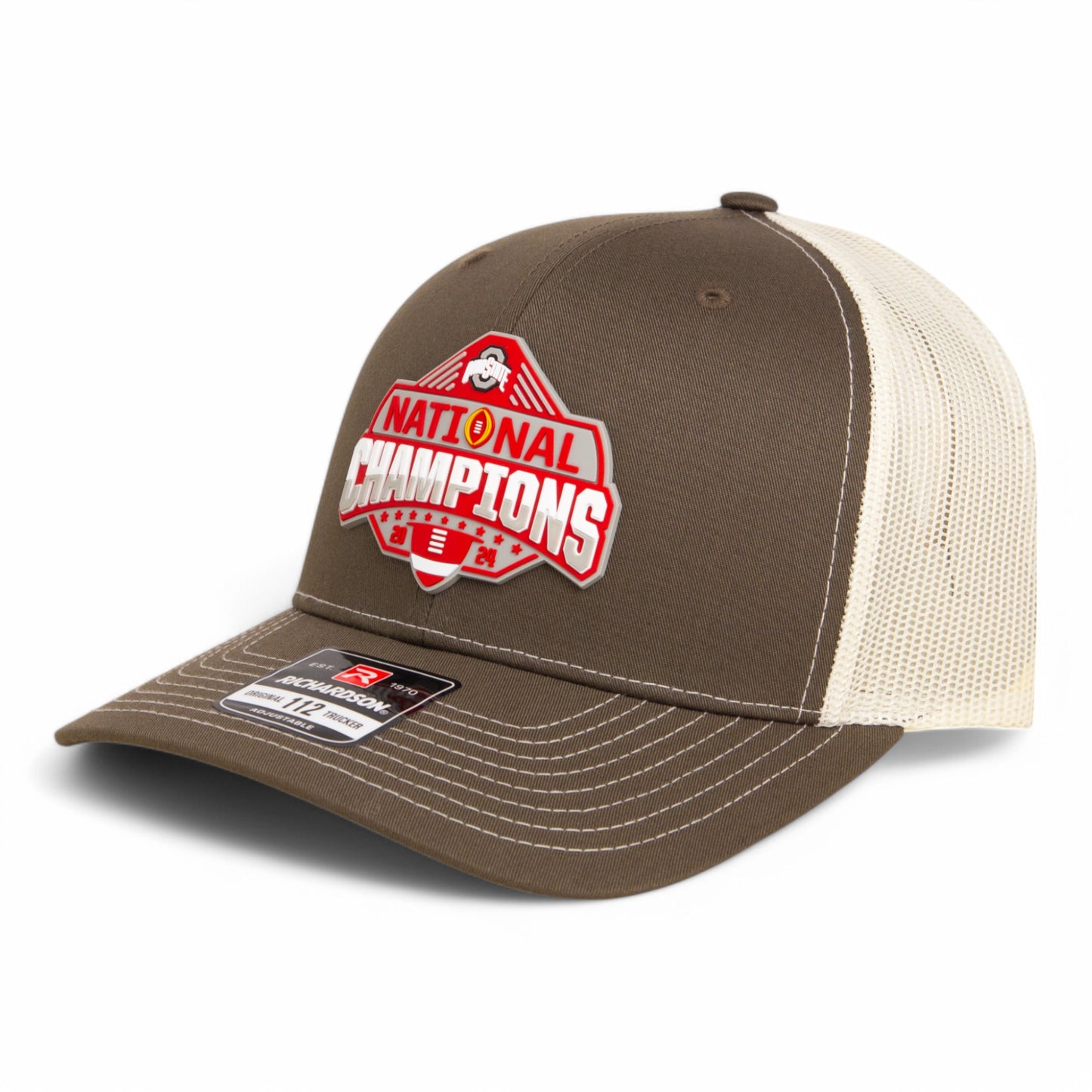 Ohio State Buckeyes 2024 CFP National Champions 3D Snapback Trucker Hat- Chocolate Chip/ Birch