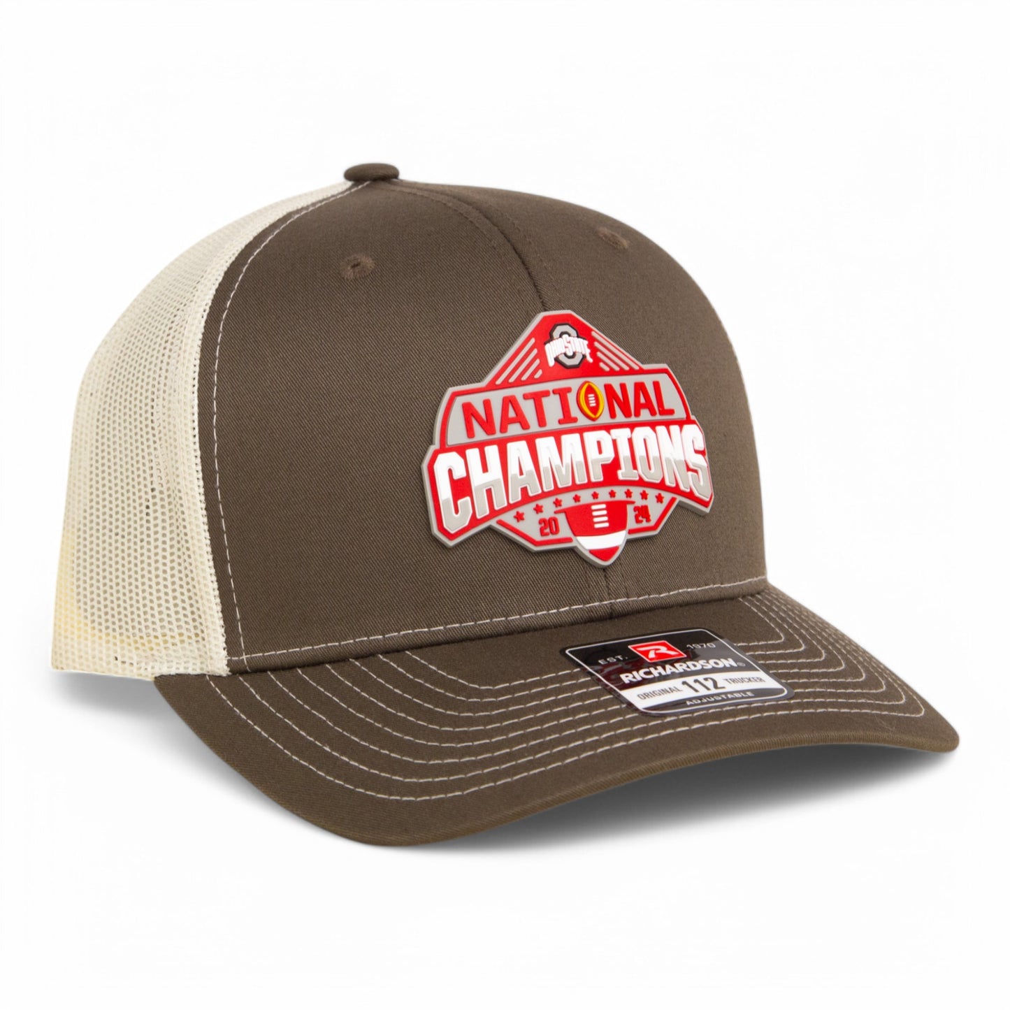 Ohio State Buckeyes 2024 CFP National Champions 3D Snapback Trucker Hat- Chocolate Chip/ Birch