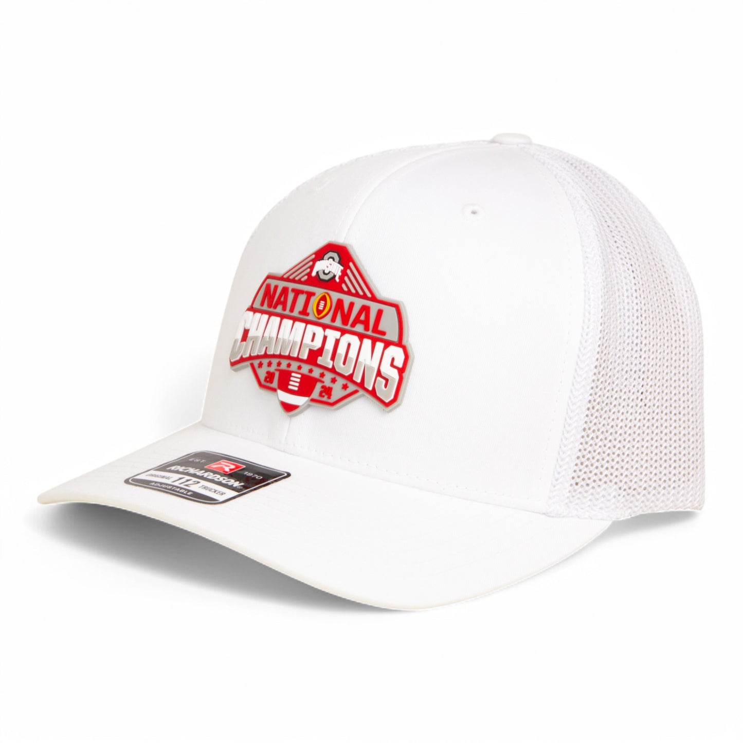 Ohio State Buckeyes 2024 CFP National Champions 3D Snapback Trucker Hat- White