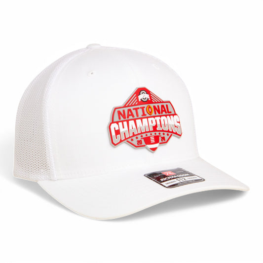 Ohio State Buckeyes 2024 CFP National Champions 3D Snapback Trucker Hat- White