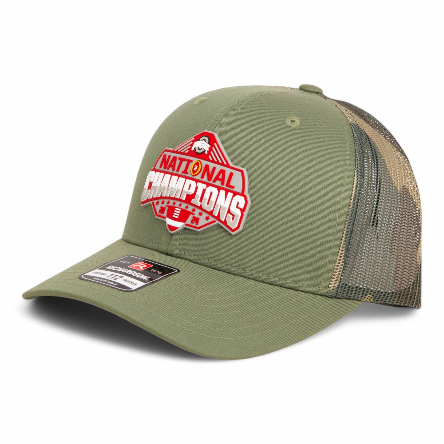 Ohio State Buckeyes 2024 CFP National Champions 3D Snapback Trucker Hat- Loden/ Camo