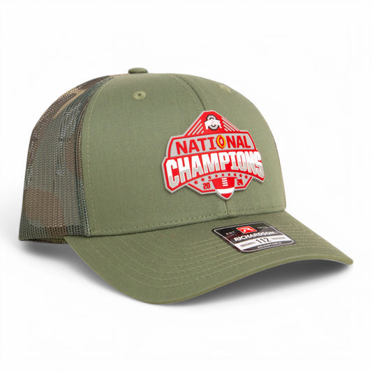 Ohio State Buckeyes 2024 CFP National Champions 3D Snapback Trucker Hat- Loden/ Camo