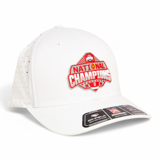 Ohio State Buckeyes 2024 CFP National Champions 3D Laser Perf R-Flex Cap- White