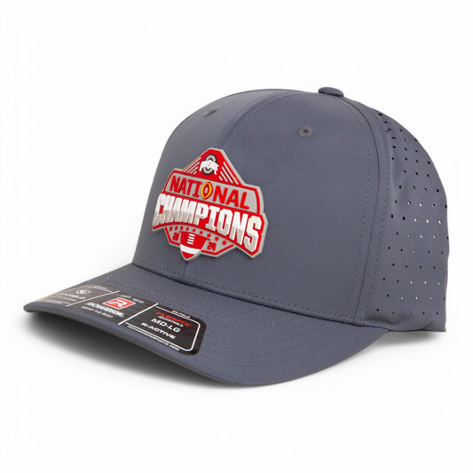 Ohio State Buckeyes 2024 CFP National Champions 3D Laser Perf R-Flex Cap- Charcoal