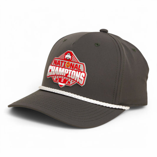 Ohio State Buckeyes 2024 CFP National Champions 3D Five Panel Classic Rope Hat- Olive Green/ White