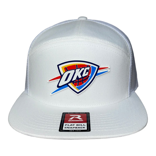 Oklahoma City Thunder 3D Snapback Seven-Panel Flat Bill Trucker Hat- White