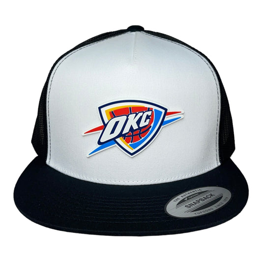 Oklahoma City Thunder 3D YP Snapback Flat Bill Trucker Hat- White/ Black