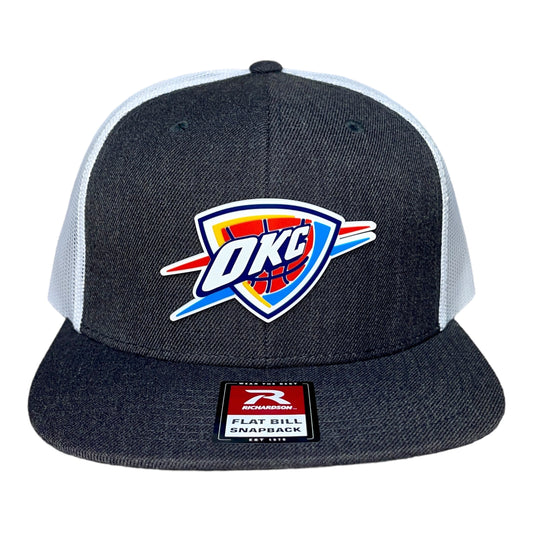 Oklahoma City Thunder 3D Wool Blend Flat Bill Hat- Heather Charcoal/ White