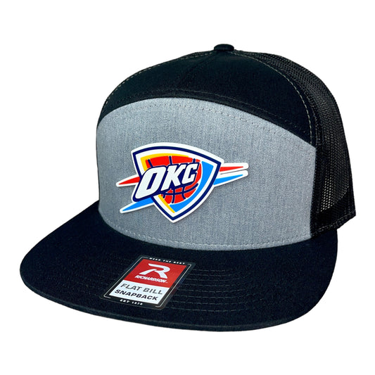 Oklahoma City Thunder 3D Snapback Seven-Panel Flat Bill Trucker Hat- Heather Grey/ Black