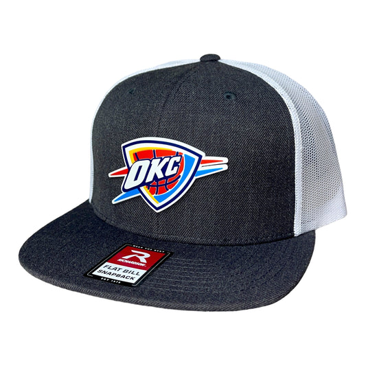 Oklahoma City Thunder 3D Wool Blend Flat Bill Hat- Heather Charcoal/ White