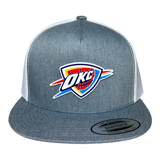 Oklahoma City Thunder 3D YP Snapback Flat Bill Trucker Hat- Heather Grey/ White