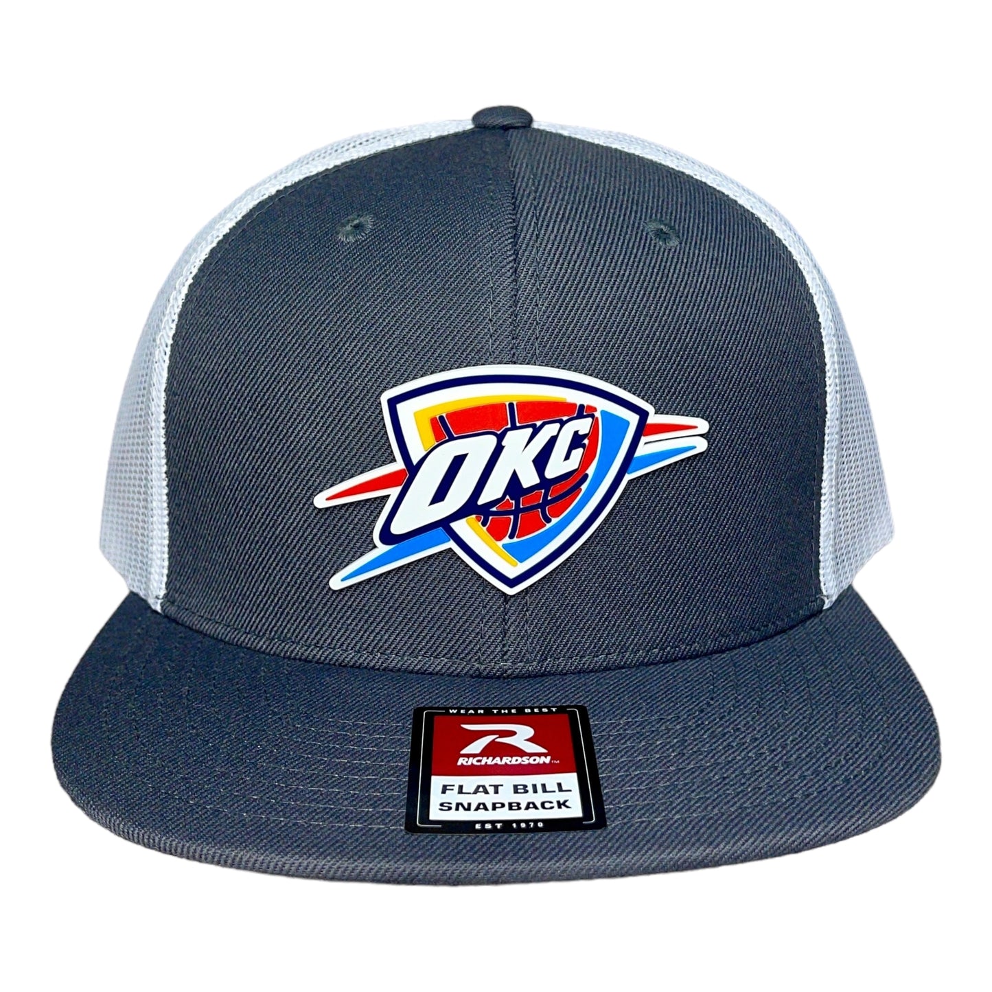 Oklahoma City Thunder 3D Wool Blend Flat Bill Hat- Charcoal/ White