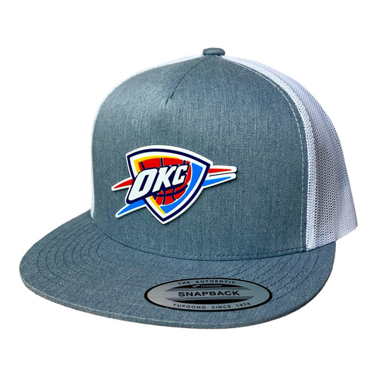 Oklahoma City Thunder 3D YP Snapback Flat Bill Trucker Hat- Heather Grey/ White