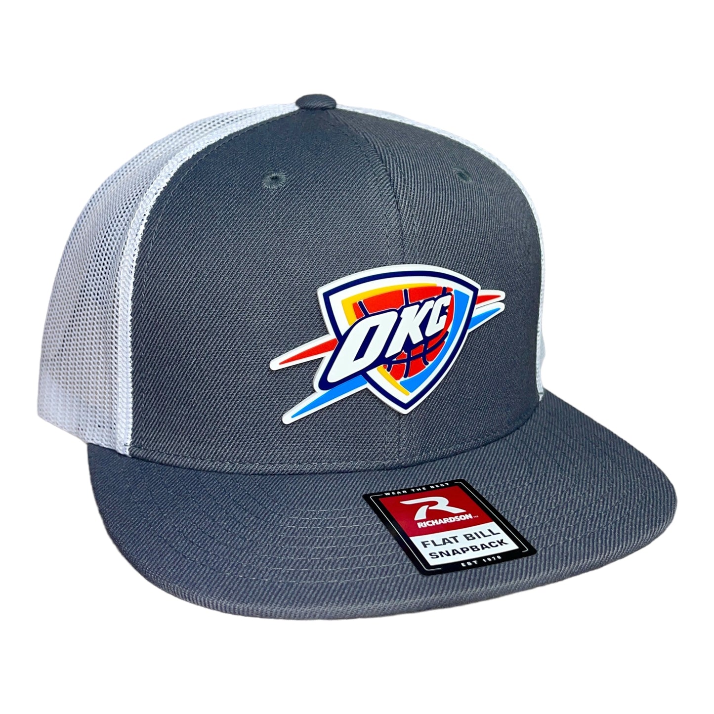 Oklahoma City Thunder 3D Wool Blend Flat Bill Hat- Charcoal/ White