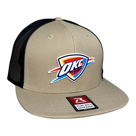 Oklahoma City Thunder 3D Wool Blend Flat Bill Hat- Tan/ Black