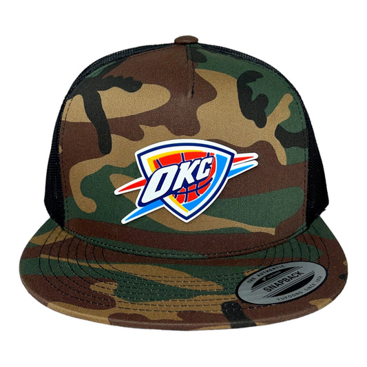 Oklahoma City Thunder 3D YP Snapback Flat Bill Trucker Hat- Army Camo/ Black