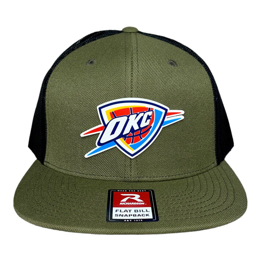 Oklahoma City Thunder 3D Wool Blend Flat Bill Hat- Loden/ Black