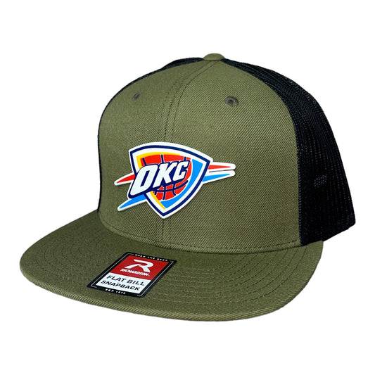 Oklahoma City Thunder 3D Wool Blend Flat Bill Hat- Loden/ Black