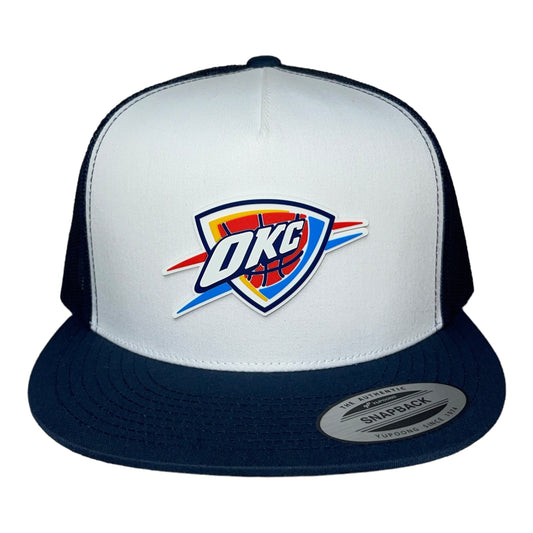 Oklahoma City Thunder 3D YP Snapback Flat Bill Trucker Hat- White/ Navy