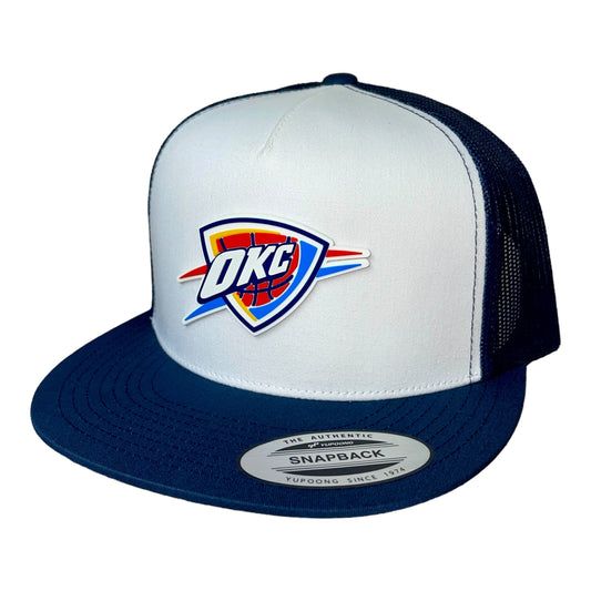 Oklahoma City Thunder 3D YP Snapback Flat Bill Trucker Hat- White/ Navy