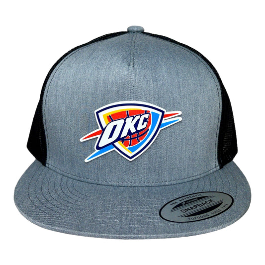 Oklahoma City Thunder 3D YP Snapback Flat Bill Trucker Hat- Heather Grey/ Black