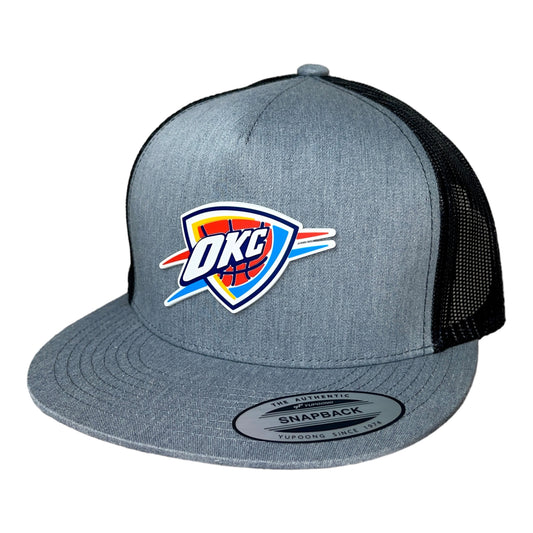 Oklahoma City Thunder 3D YP Snapback Flat Bill Trucker Hat- Heather Grey/ Black