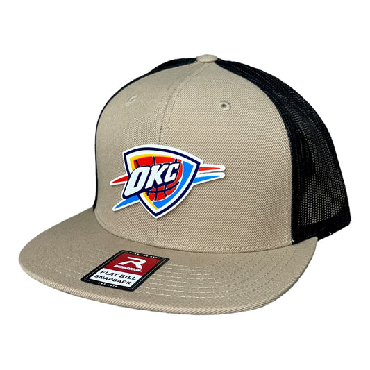 Oklahoma City Thunder 3D Wool Blend Flat Bill Hat- Tan/ Black