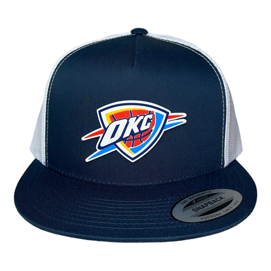 Oklahoma City Thunder 3D YP Snapback Flat Bill Trucker Hat- Navy/ White