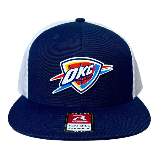 Oklahoma City Thunder 3D Wool Blend Flat Bill Hat- Navy/ White