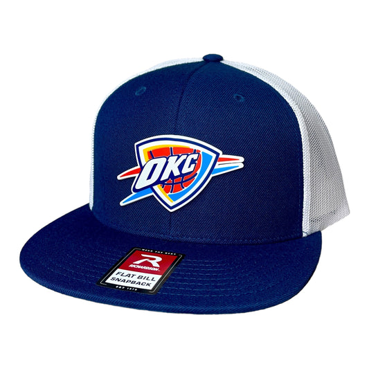 Oklahoma City Thunder 3D Wool Blend Flat Bill Hat- Navy/ White