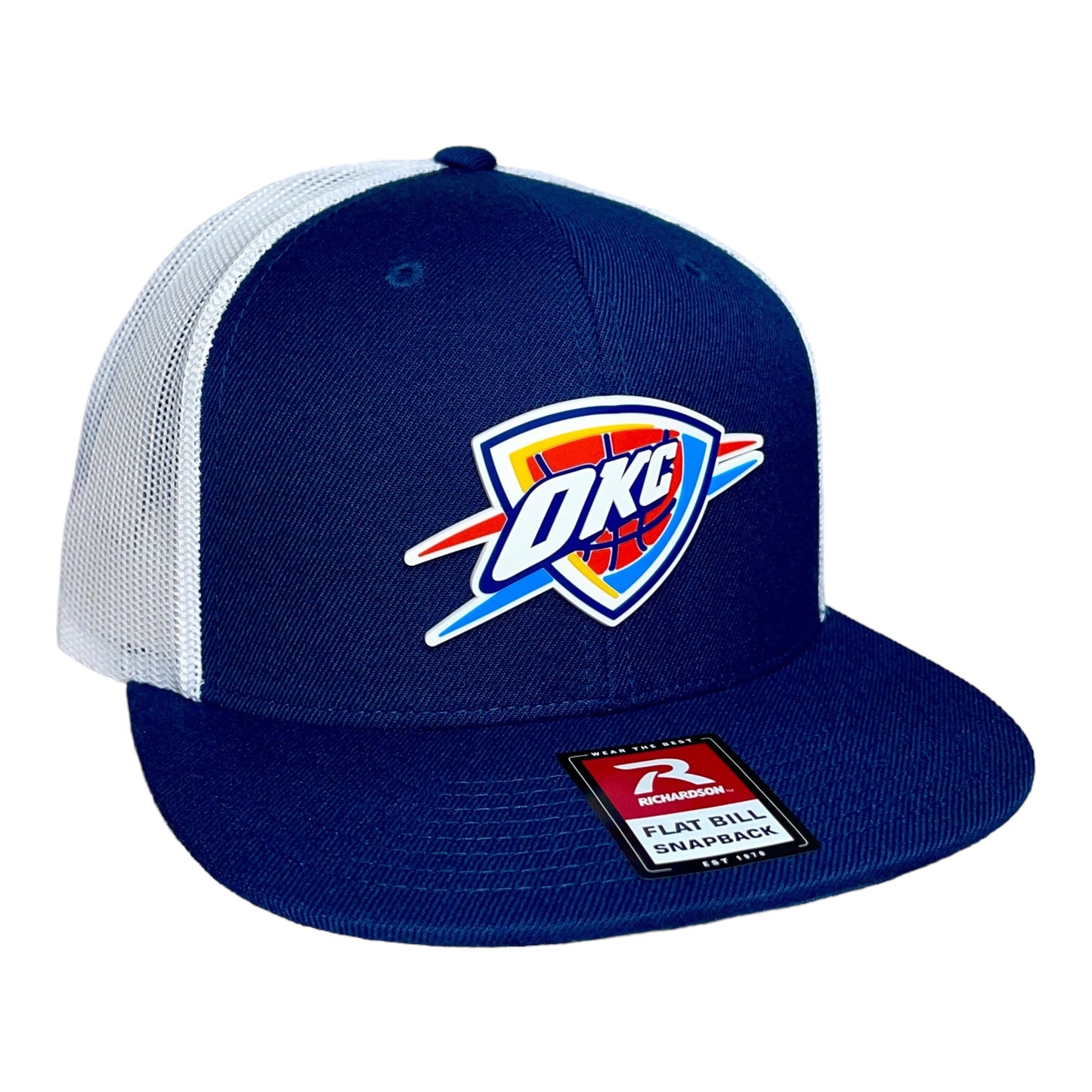 Oklahoma City Thunder 3D Wool Blend Flat Bill Hat- Navy/ White