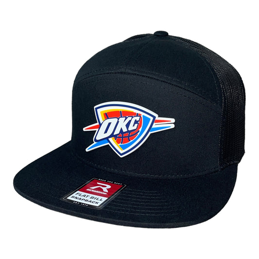 Oklahoma City Thunder 3D Snapback Seven-Panel Flat Bill Trucker Hat- Black