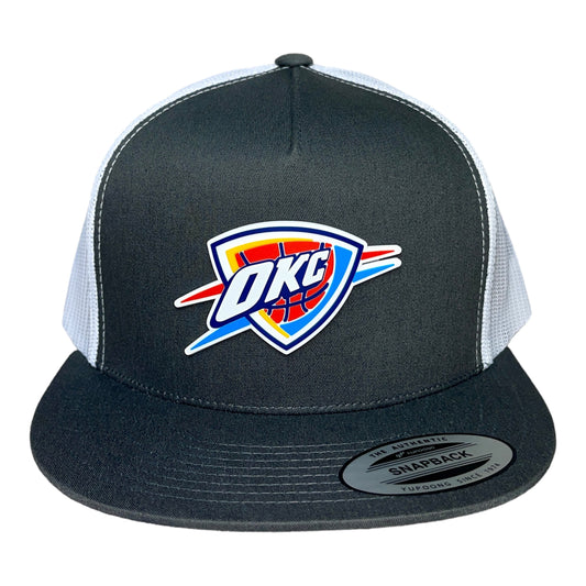 Oklahoma City Thunder 3D YP Snapback Flat Bill Trucker Hat- Charcoal/ White