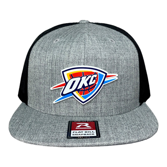 Oklahoma City Thunder 3D Wool Blend Flat Bill Hat- Heather Grey/ Black