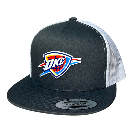 Oklahoma City Thunder 3D YP Snapback Flat Bill Trucker Hat- Charcoal/ White