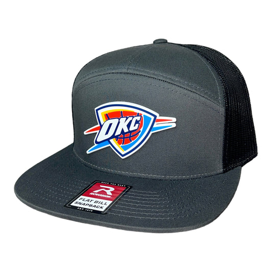 Oklahoma City Thunder 3D Snapback Seven-Panel Flat Bill Trucker Hat- Charcoal/ Black