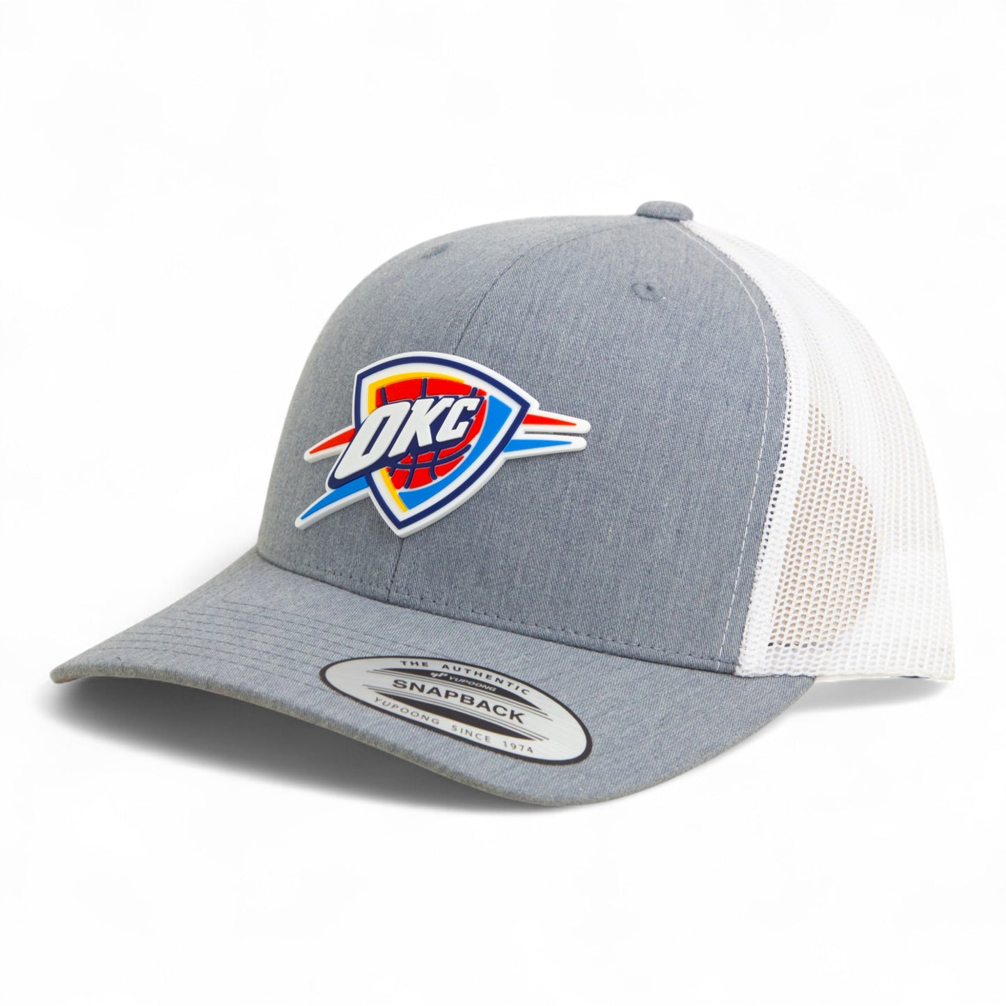 Oklahoma City Thunder 3D YP Snapback Trucker Hat- Heather Grey/ White