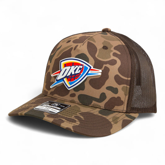 Oklahoma City Thunder Snapback Trucker Hat- Bark Duck Camo/ Brown