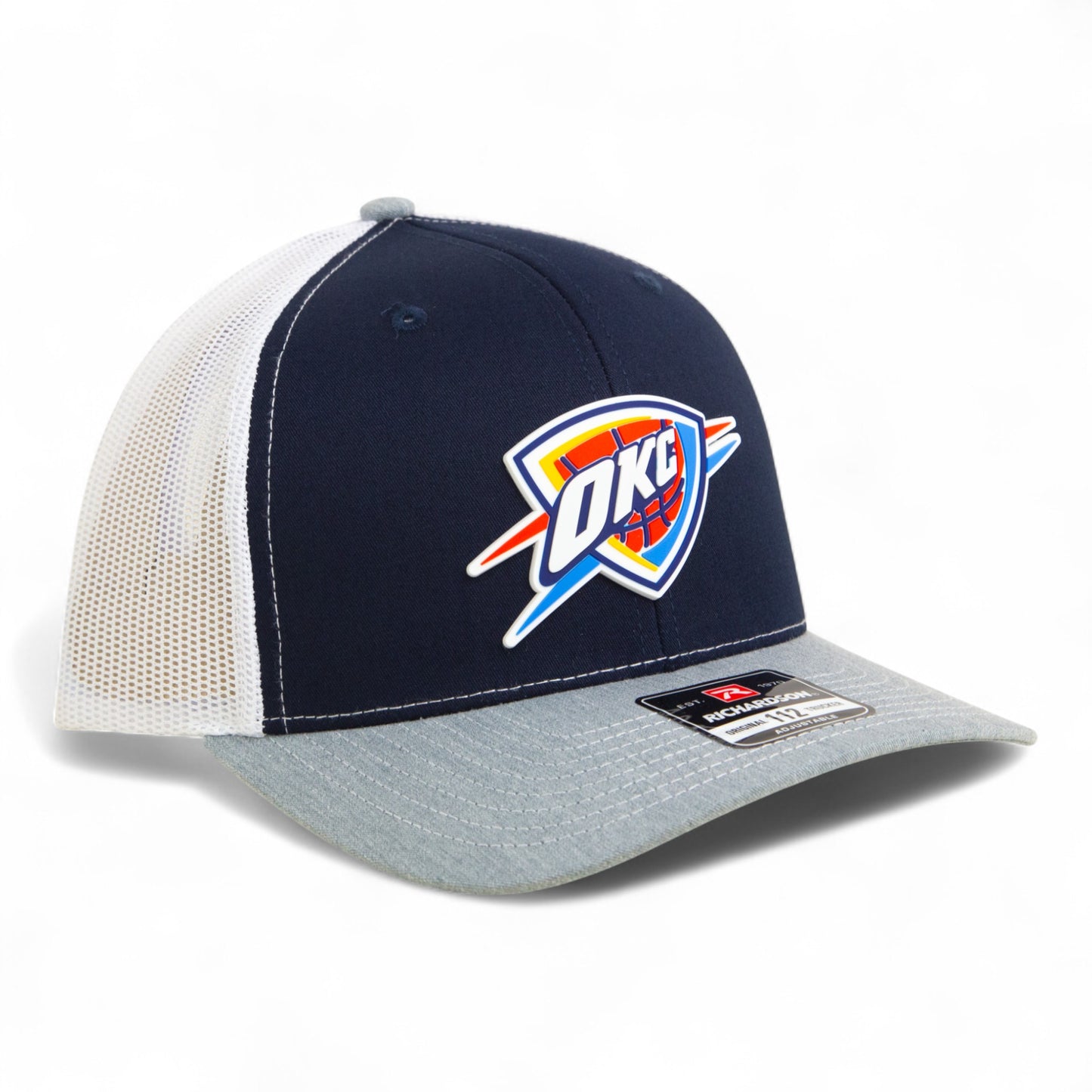 Oklahoma City Thunder Snapback Trucker Hat- Navy/ White/ Heather Grey