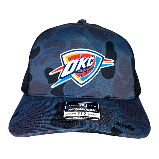 Oklahoma City Thunder 3D Snapback Trucker Hat- Admiral Duck Camo/ Black