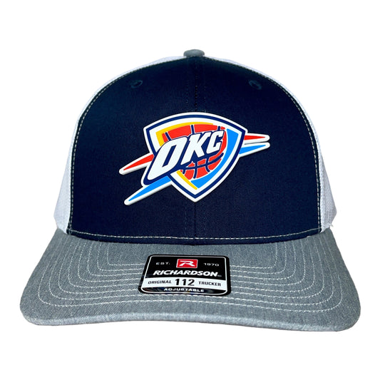 Oklahoma City Thunder 3D Snapback Trucker Hat- Navy/ White/ Heather Grey