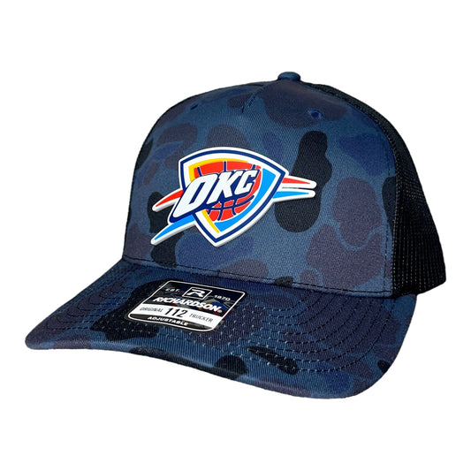 Oklahoma City Thunder 3D Snapback Trucker Hat- Admiral Duck Camo/ Black