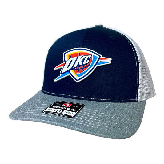 Oklahoma City Thunder 3D Snapback Trucker Hat- Navy/ White/ Heather Grey